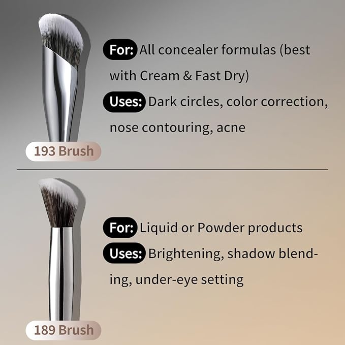 Albeaut Concealer Makeup Brushes Set, Angled Under Eye Brightening Brushes for Liquid, Cream, Stick Concealer Foundation Nose Contour Eyeshadow Blending (189193)
