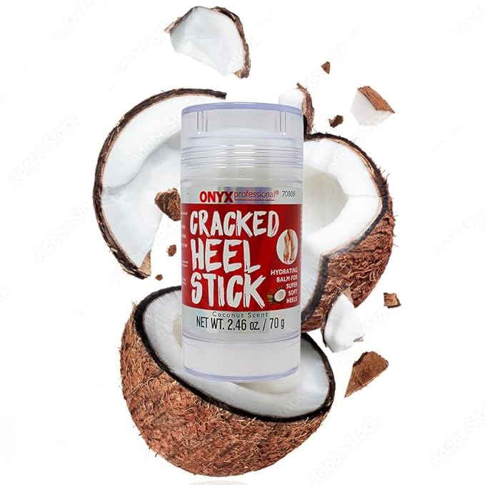 Onyx Professional Cracked Heel Repair Balm Stick for Dry Cracked Feet Treatment, Coconut Scent, 2 pack - Moisturizing Foot Balm, Rolls On, No Mess Like Foot Cream or Foot Lotion, Heel Treatment