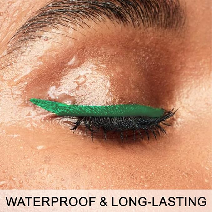evpct 2Pcs Light Dark Green Waterproof Colored Eyeliner Liquid Eye Liner Set Long Lasting Fine Speed Dry Colorful Liquid Eyeliner