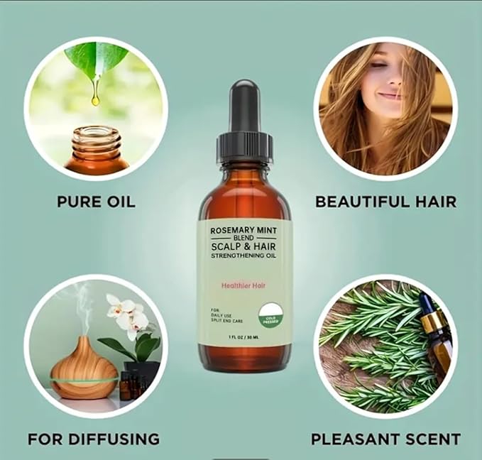 Organics Rosemary Mint Scalp & Hair Strengthening Oil for All Hair Types, Hair Treatment Oils, Hair Styling Serums, Hair Serum (Pack of 1, Total 30Ml / 1 Fl Oz)