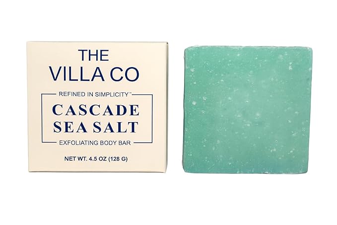 The Villa Co - Cascade Sea Salt | 4.5oz Exfoliating Body Bar for Men | Artisan Made in USA | Natural Ingredients | Sea Salt | Refined in Simplicity