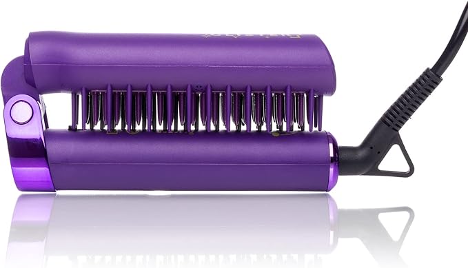 Glister Folding Hair Straightener Brush, Hair Brush for Hair Straightening, Volumizer, Fringe Curler, Hair Styling Comb with Adjustable Temperature- Violet Crush (Purple)