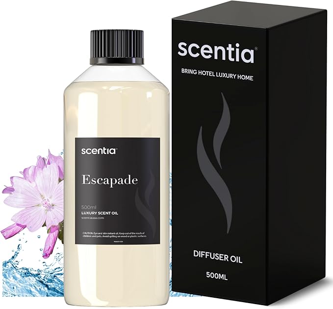 Scentia Luxury Fragrance Oil Inspired by R.itz Carl.ton Hotel - 500 ml 16.9 fl oz - Diffuser Oil Refill, Botanical Jasmine & Marine Notes for Aromatherapy Diffusers - Escapade