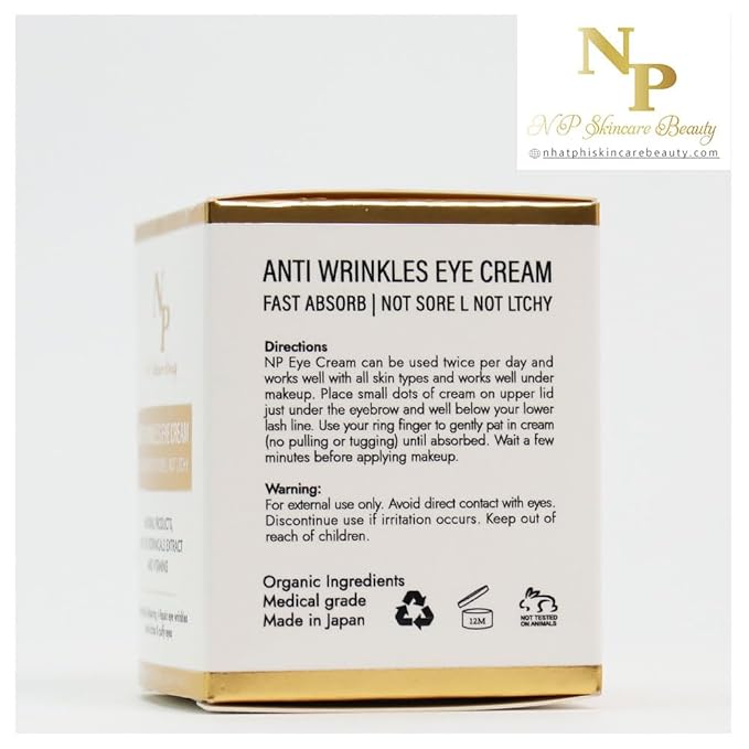 NP Skincare Beauty Anti-Wrinkles Eye Cream - Fast Absorbing, Natural Ingredients for Dark Circles, Puffy Eyes, and Wrinkle Reduction, 30 grams