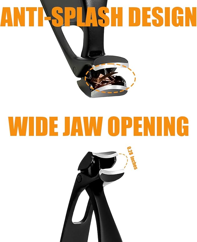 Precision Stainless Steel Heavy Duty Angled Head,Wide Jaw Clippers for Seniors and Man,Ingrown Toenail,Thick Nail.Long Handle, Extra-Large Slanted Nail Cutter.Men,Women,Elderly.6Pcs