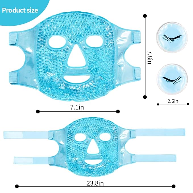 CONBELLA Cold Face Eye Masks Ice Face Mask Hot Cold Compress For Dark Circles, Puffiness, Migraines, Headache, Stress, Redness, Cooling Face Masks For Women Man, Skin Care