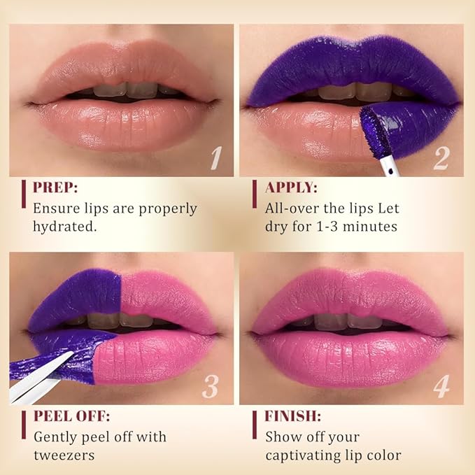 Kaely Light Pink Lip Stain Peel Off Masque, Long Lasting Waterproof Smudge Proof Lip Tint, Non-Transfer Semi Permanent Lipliner Tattoo with Tweezer, Matte Finish, Vegan & Cruelty-Free, 07