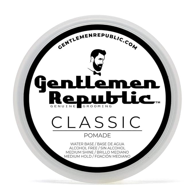 Gentlemen Republic Classic Pomade for Men - Water Based Pomade for Medium Hold & Shine, Premium Mens Hair Styling Products with No Beeswax - Ideal for Classic Styles, 8oz