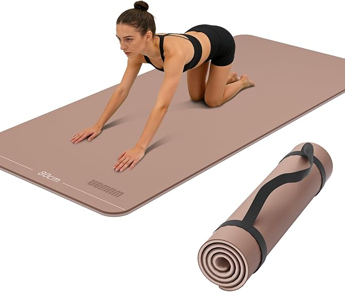 Wide Yoga Mat-80cm Non Slip Extra Thick 1/3'' Fitness Exercise Mat TPE Material High Resiliency Hot Yoga Mats(72“L x 32"W) With Carry Strap for Women Yoga Pilates, Home Floor Workout