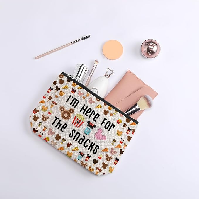 kdxpbpz Magic Kingdom Lover Gift Halloween Snacks Cosmetic Bag Snacks Bag for Travel Cute Toiletry Bag for Girls Teens Friends Makeup Organizer Zipper Pouch (for The Snacks White)