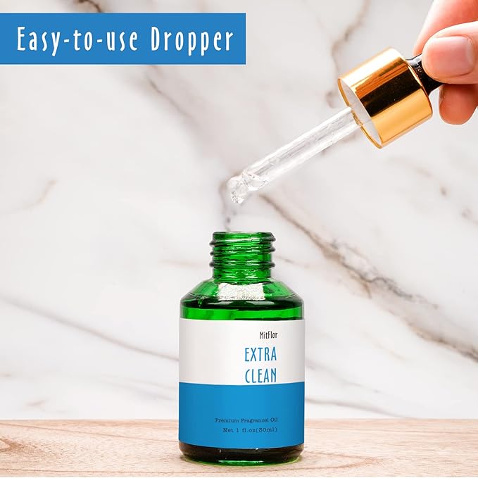 Extra Clean Fragrance Oil, MitFlor Fresh Diffuser Oil Scents, 30ml Premium Essential Oil for Diffuser, Soap & Candle Making, Long-Lasting and Refreshing
