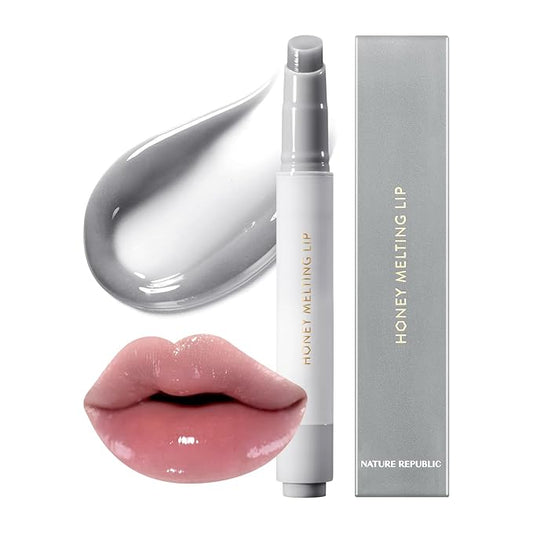 Nature Republic HONEY MELTING LIP PLUMPING (12 GRAY) SOFT LIP STICK Moody Plump Hydrating Gloss, Moisturizing balms, Volumizing formula,Nude & Sheer tint, Glowy Finish, korean make up