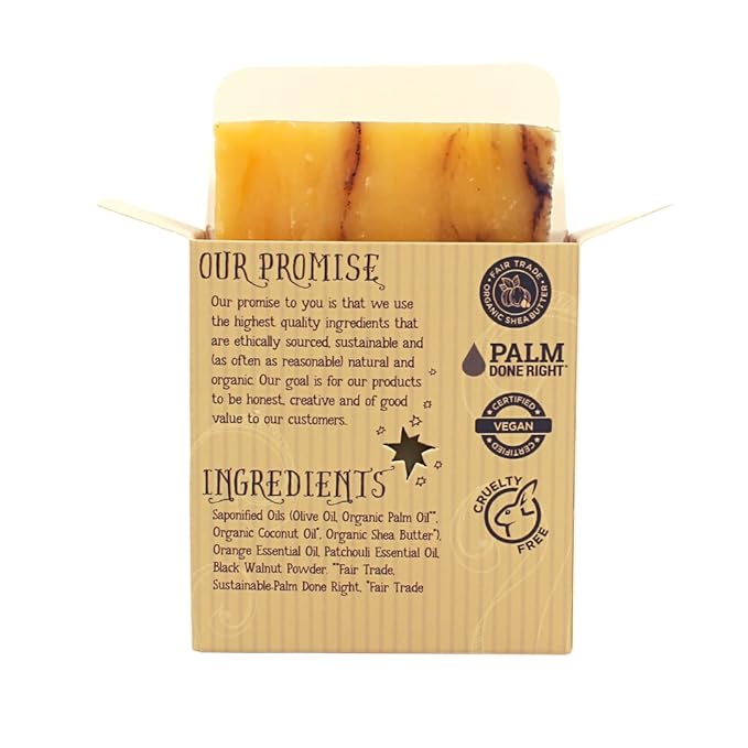 Varina Natural Burnt Orange Patchouli Bar Soap - Gentle Cleansing for Sensitive Skin, Earthy Scents - 3 Pack