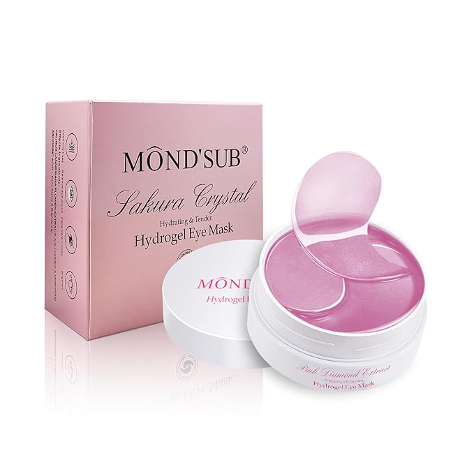 MOND'SUB Under Eye Patches for Puffy Eyes and Dark Circles, Eye Masks for Sleep,Brighten,Fine Lines & Hydration,Pink Eye Masks