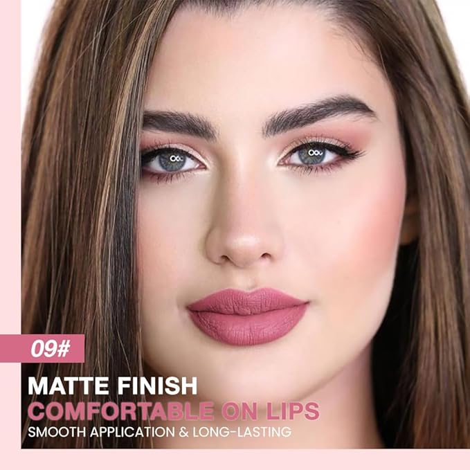 evpct Pink Matte Creamy Retractable Lip Liner Pencils for Shaping & Sculpting Lips, Lip Pencils for Women Long Lasting Waterproof Rich Lip Colors Liner Crayon Lipstick delineador de labios 09