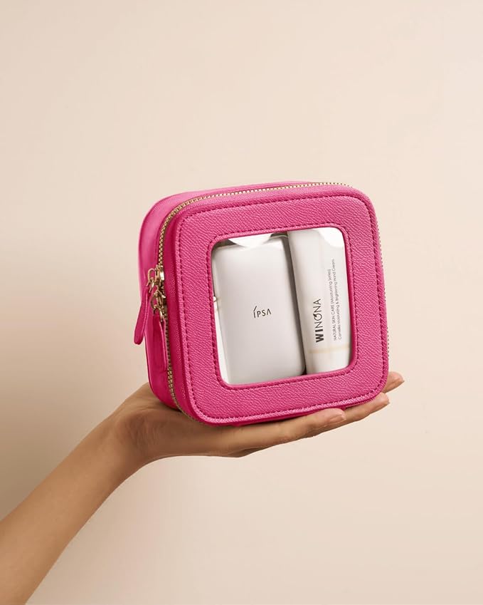 Oaque Clear Cosmetic Bag Set for Women Makeup Bag with Handle, 3 Pcs Travel Toiletry Bag Transparent Cosmetic Case Portable Make Up Organizer Bag for Essentials