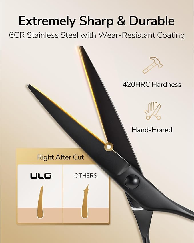 ULG Hair Cutting Scissors Set Professional Thinning Scissors for Hair Cutting All-in-One 9 Pcs Hairdressing Shear Set with 3 Professional Barber Shears for Salon & Home