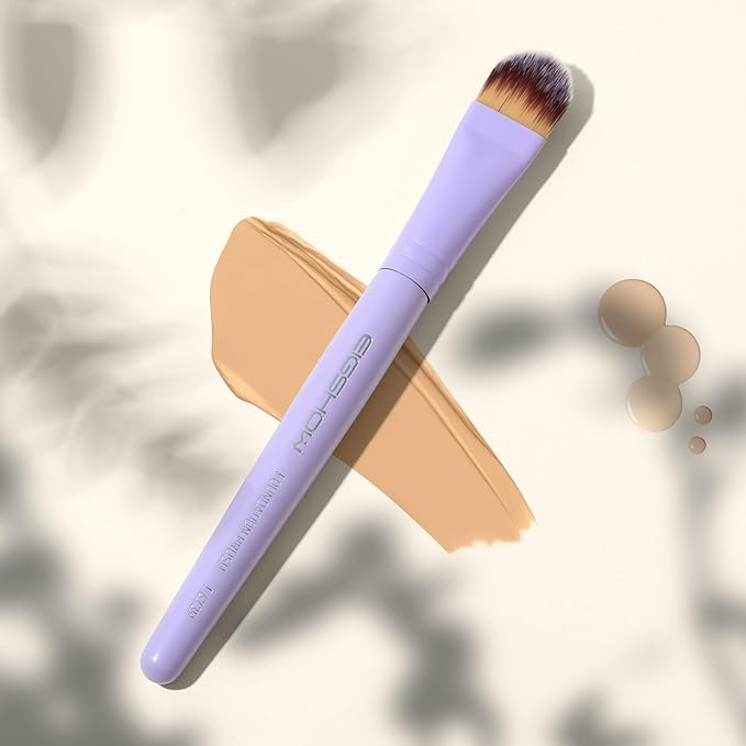 EIGSHOW Flat Foundation Brush - Small Kabuki Brush for Liquid & Cream Foundation, Concealer, Silver Ion Bristles for Smooth, Flawless Application (F673P)
