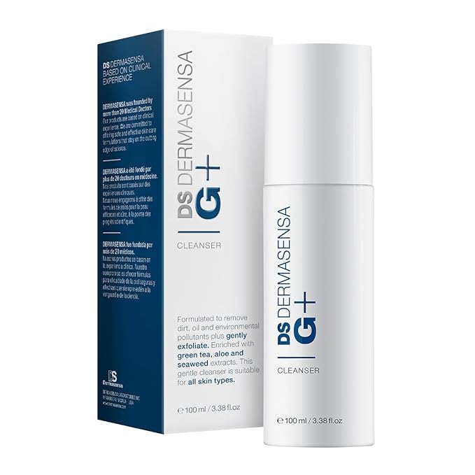 DS Dermasensa Glycolic Acid Face Cleanser - 3% Glycolic Acid - 100ml - Gentle Exfoliation - Suitable for All Skin Types - Enriched with Green Tea, Aloe Vera and Seaweed Extracts