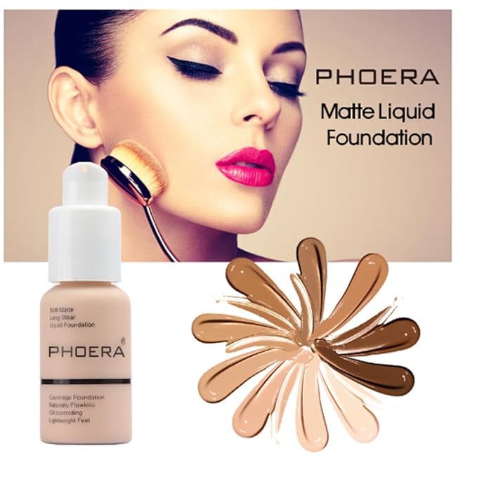 2Pcs Liquid Foundation Full Coverage 24HR Matte Oil Top (1pcs-101) 30ml