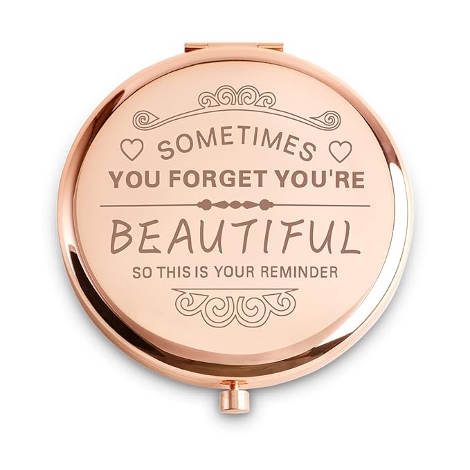 Personalized Gifts for Women Girls, Inspirational Gift for Adult Teen, Compact Mirror for Her Friend Sister Daughter Wife Mom Niece, Goodie Bag & Basket Stuffers for Birthday Valentines Galentines