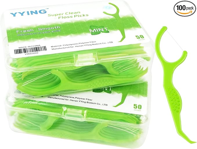 Dental Floss Picks for Teeth, 100 Count Extra Strong Flosser Pick Fresh Mint Professional Tooth Picks Flossers for Adults Flossing Sticks Provide a Deep Cleaning with Portable Travel Case