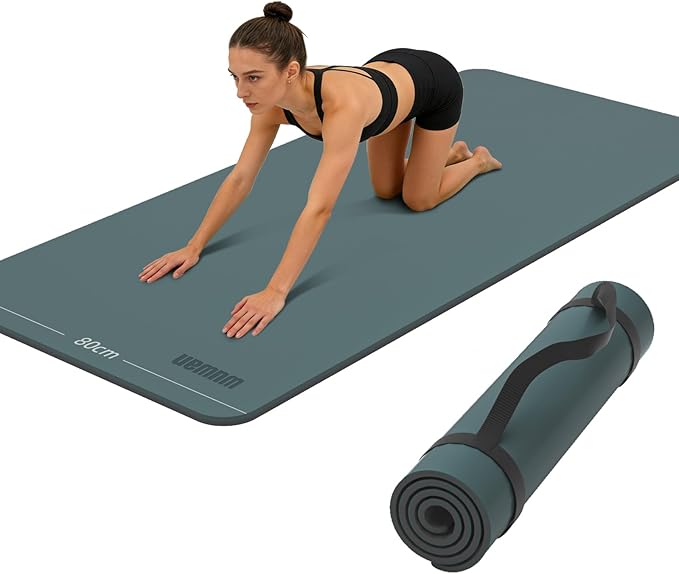 Wide Yoga Mat-80cm Non Slip Extra Thick 1/3'' Fitness Exercise Mat TPE Material High Resiliency Hot Yoga Mats(72“L x 32"W) With Carry Strap for Women Yoga Pilates, Home Floor Workout