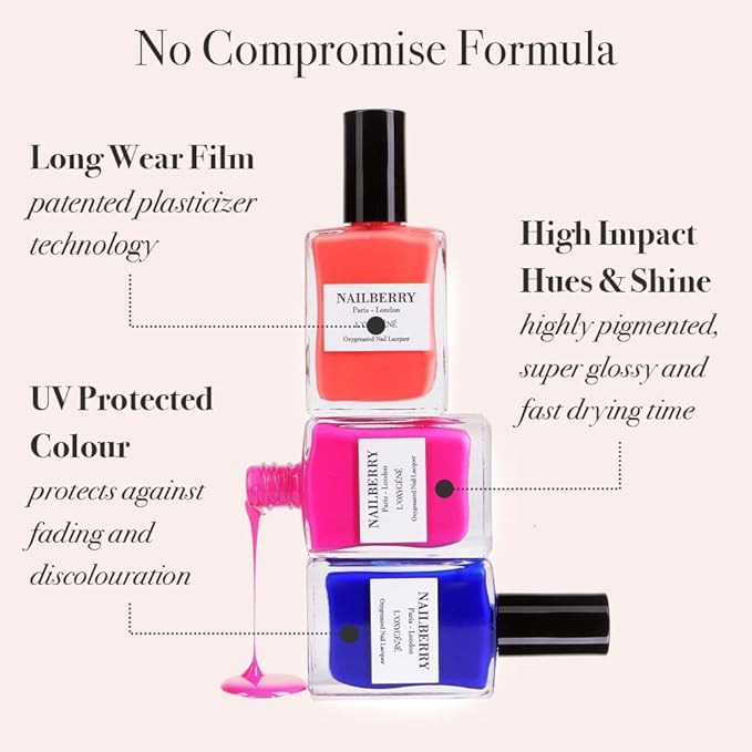 Nailberry L'Oxygéné Oxygenated Nail Lacquer | Hippie Chic | Burgundy Pink Opaque Nail Polish | UV Protected Long-Wear Nail Polish | 12-Free | Vegan | Certified Halal | Cruelty & Gluten Free | 15 ml
