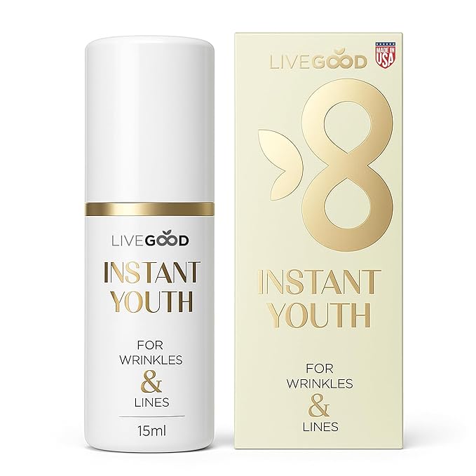 LIVEGOOD Instant Youth Wrinkle Reducer, Face and Eye Smoothing Cream for Fine Lines and Puffiness, Fast-Absorbing Silicate Formula for Temporary Firming and Visible Results in Minutes (30 mL)