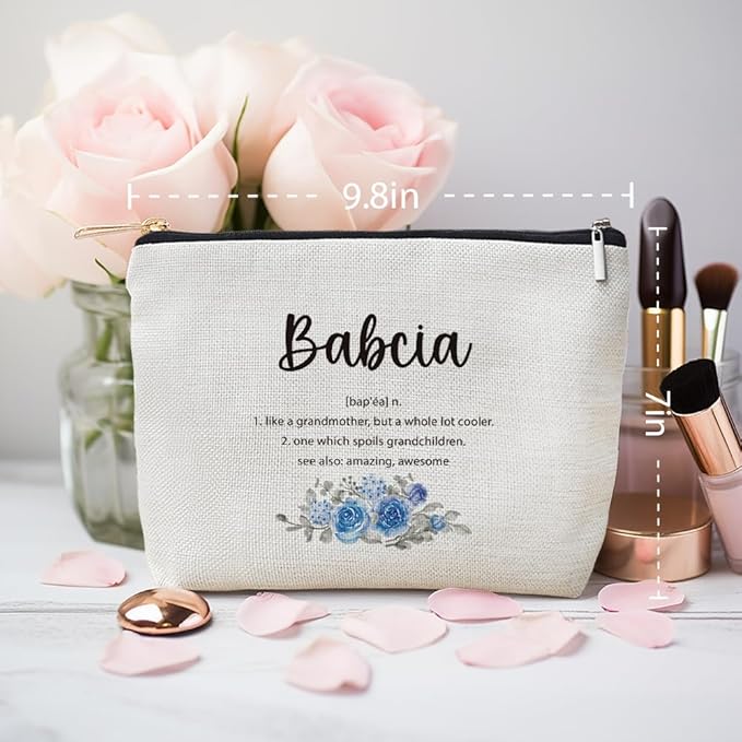MOTERMATE Babcia Gifts Makeup Bag, Best Babcia Gifts for Christmas from Grandkids Cosmetic Bag for Women, Grandma Gift from Granddaughter Grandson Toiletry Bags Zipper Makeup Pouch