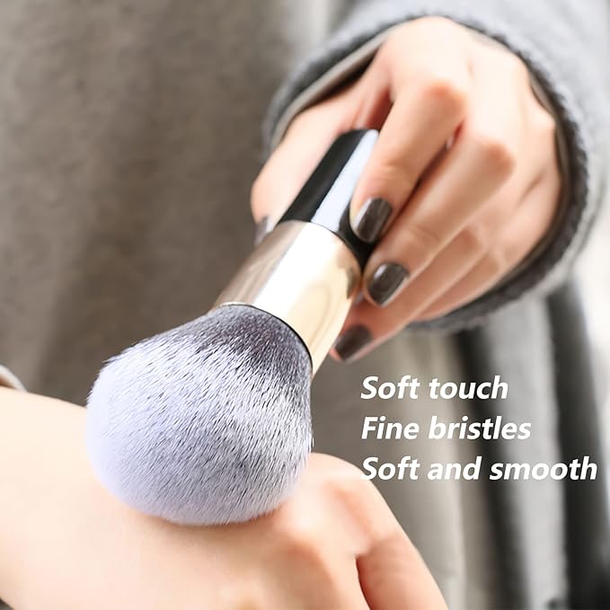 Makeup Blush Brushes for Cheeks, Travel Size Face Powder Brush for Loose Powder, Fluffy Foundation Brush for Face, Blush/Powder/Eye Shadow Brush Set, Beauty Tools (Black)