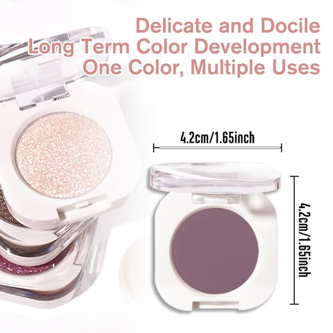 Dark Plum Taupe Single Matte Eyeshadow Makeup, Neutral Powde Eye Shadow for Older Women, Dark Violet Matte Singles Eyeshadow Palette Pigmented Waterproof, Girls Christmas Vegan Eyeshadows Gifts