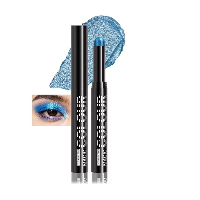 Light Blue Eyeshadow Waterproof Long Wear Blue Eyeshadow Stick Highly Pigmented Blendable blue Shimmer eyeshadow (22# Baby blue)