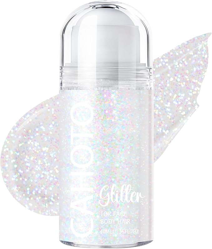 Dazzle Rolling Glitter for Face Body & Hair, Sparkling Holographic Chunky Shimmer, Roll-on Sequins for Singer Concert Rave Festival Halloween Party Carnival, 1.35fl.oz