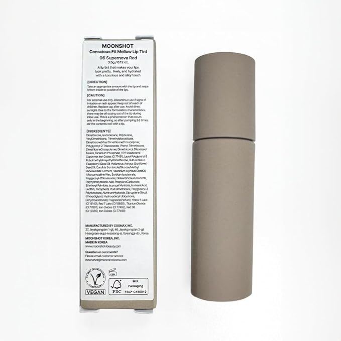 Moonshot KOREA Conscious Fit Mellow Lip Stain Longwear, Weightless, Not Animal Tested,Glow-Boosting, Long-Lasting, Comfortable, Non-Sticky,k-beauty, (Supernova Red, 06)