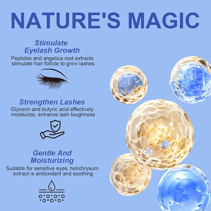 Eyelash Serum,Natural Lash Serum Eyelash Growth Serum,3 ML Lash Serum for Eyelash Growth,Boost Lash Enhancing Serum for Natural Longer, Fuller,and Thicker Lashes (Dark Blue)