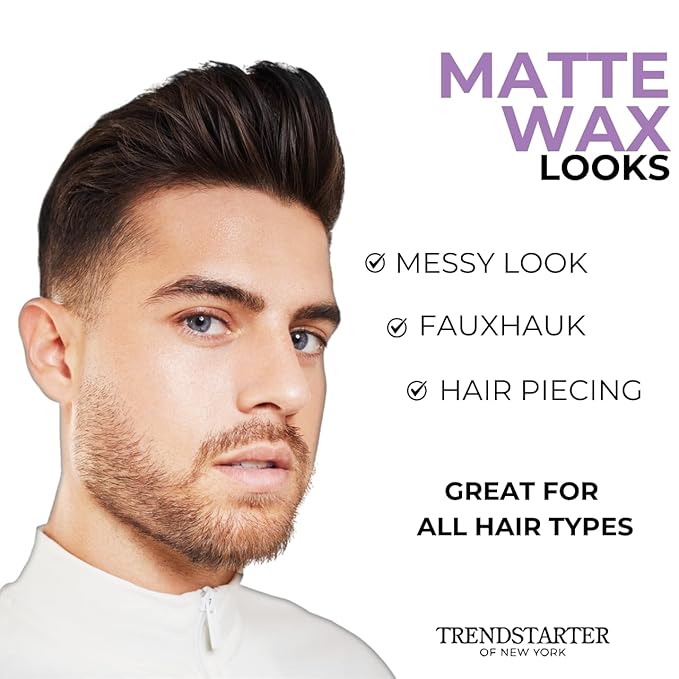 TRENDSTARTER - Men's Firm Hold Travel-Size Pomade (2oz) - Matte Finish, Water-Based, Flake-Free Styling Wax for All Hair Types