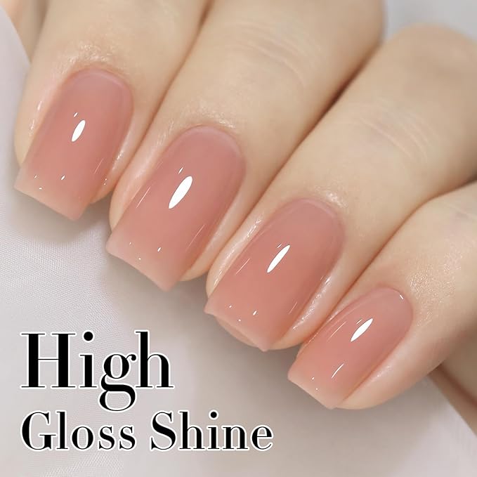 Double Rhythm Gel Polish Translucent Sheer Neutral Natural Light Milky Same Color Same Bottle 15ML Jelly Polish Art DIY at Home (Milky Light Nude-A1383)