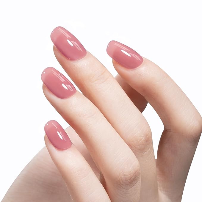 MAYCHAO 15ML Jelly Lady Rose Gel Nail Polish 1Pc Transparent Blush Pink Gel Polish Soak Off UV LED Translucent Nail Polish Nail Art Starter Manicure Salon DIY at Home, 0.5 OZ