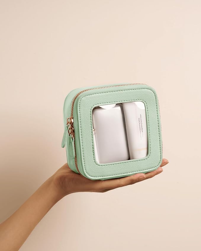 Oaque Clear Cosmetic Bag Set for Women Makeup Bag with Handle, 3 Pcs Travel Toiletry Bag Transparent Cosmetic Case Portable Make Up Organizer Bag for Essentials