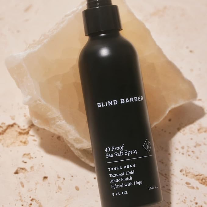Blind Barber 40 Proof Sea Salt Spray for Men -  Salt Water Hair Spray for Volume & Texture - Water-Based Matte Finish with Light-Medium Hold - Enhances Beach Waves & Body - Tonka Bean Scent (5  Fl oz)