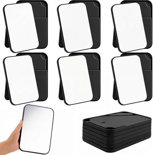 12 Pack Desktop Makeup Mirror Bulk 90° Adjustable Portable 8" Vanity Table Mirror with Stand, Folding Travel for Makeup Party Spa Party, Women, Cosmetics Personal Beauty (Black)