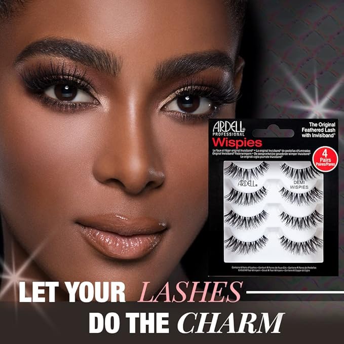 Ardell Demi Wispies False Eyelashes, Black - Full Volume Wispy Lashes, Reusable Strip Lashes Natural Look, Eye Makeup Enhancement, 2 Pack
