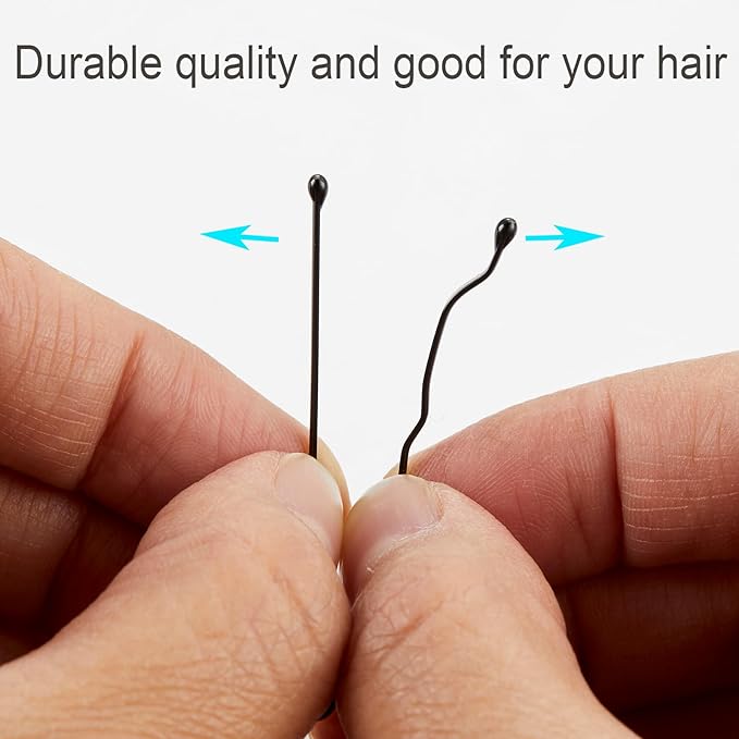 2" Bobby Pins for Hair in Case - 400 Pcs Black Hair Pins, Stainless Steel, Mini Strong Hold for All Hair Types (Thin/Thick/Curly/Straight) - Hair Accessories for Women for Styling, Updos, Daily Use