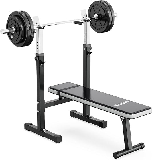 Adjustable Weight Bench Press with Squat Rack Folding