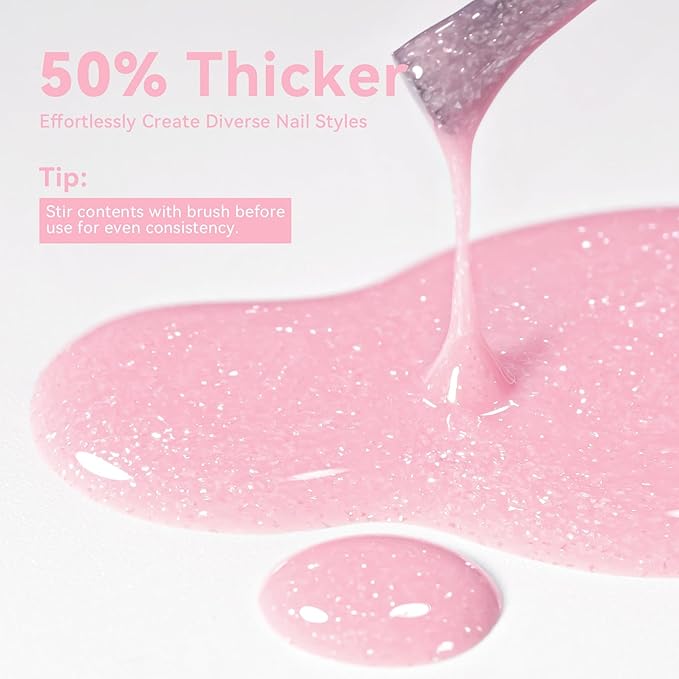 MAYCHAO 15ML Glitter Nude Pink Gel Nail Polish 1Pc Iridescent Shimmer Jelly Neutral Skin Tone Clear Sparkly Pink Natural Soak off UV LED Cured Nail Polish for Manicure Salon DIY at Home, 0.5 OZ