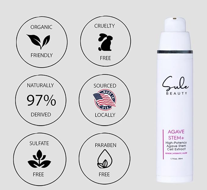 Sule Beauty AGAVE STEM + GEL For Face – Groundbreaking Skin Care That Incorporates Agave Stem Cell Extract to Hydrate, Protect & Rejuvinate – Eliminates Fine Lines and Wrinkles – 1.7 Fl Oz