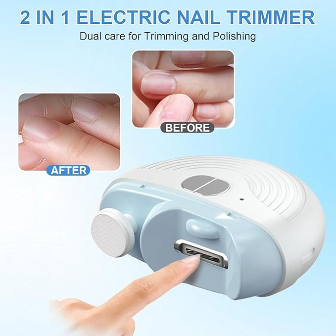 Electric Nail Clippers for Seniors,Smart Nail Clippers 2026 New 3 in 1 Electric Toenail Clipper with Polishing and LED Light, 3 Adjustable Speeds Smart Toenail Clipper for Adults,Baby (Blue)