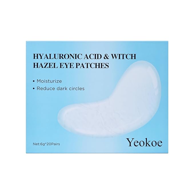 Yeokoe Under Eye Patches for Dark Circles,Puffy Eyes,20 Pairs Face Masks SkinCare With Hyaluronic Acid Witch Hazel for Moisturize