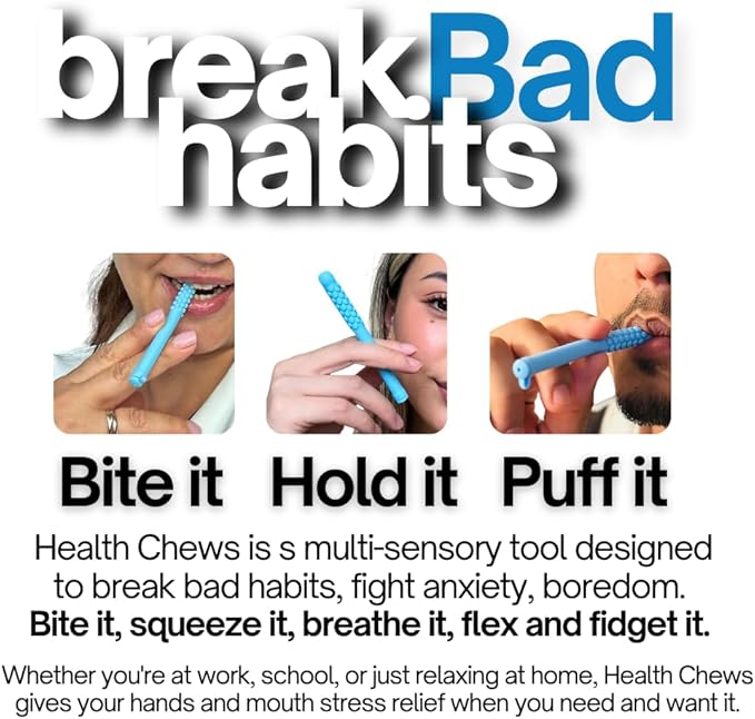 Chewable Breather Cool Mint & Fresh Mint Refill Set – Natural Aromatherapy Quit Vaping Aid, Nicotine-Free Craving Relief – Fidget Tool Chew Stick, Breathing Aid & Anxiety Support
